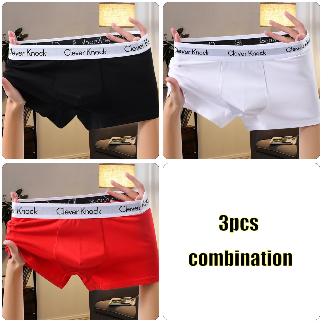 3Pcs Underwear Men's Boxer Shorts Sexy Panties Cotton Boxers Man Underpants Male Shorts Homme U Convex Lingerie Wholesale Lots