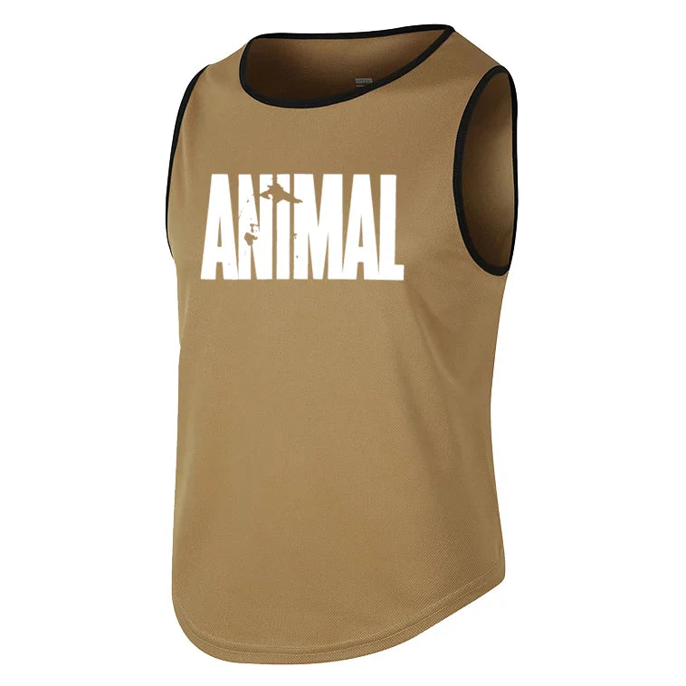 Men's Quick Drying Sleeveless shirt animal Bodybuilding Workout Tank Tops Muscle Fitness Shirts Male Gym Stringer Vest