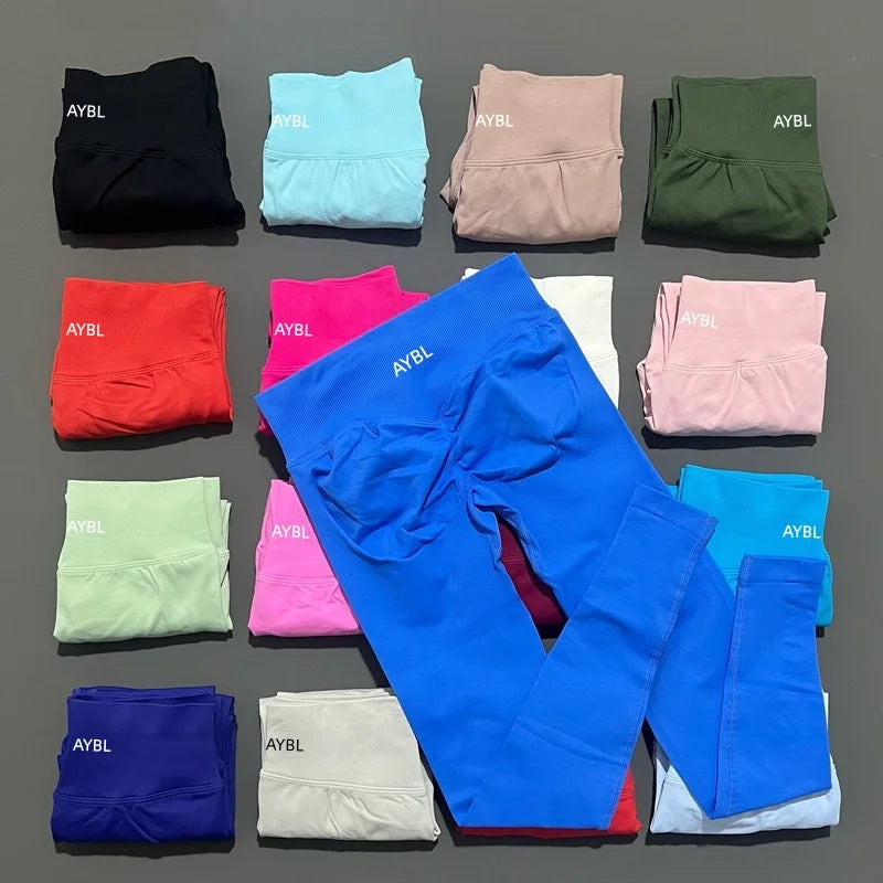 Fashion Yoga Leggings Women Seamless Sports Yoga Pants Low Ribbed Band Gym clothes Fitness Workout wear Scrunch Bum Tights - ATFH