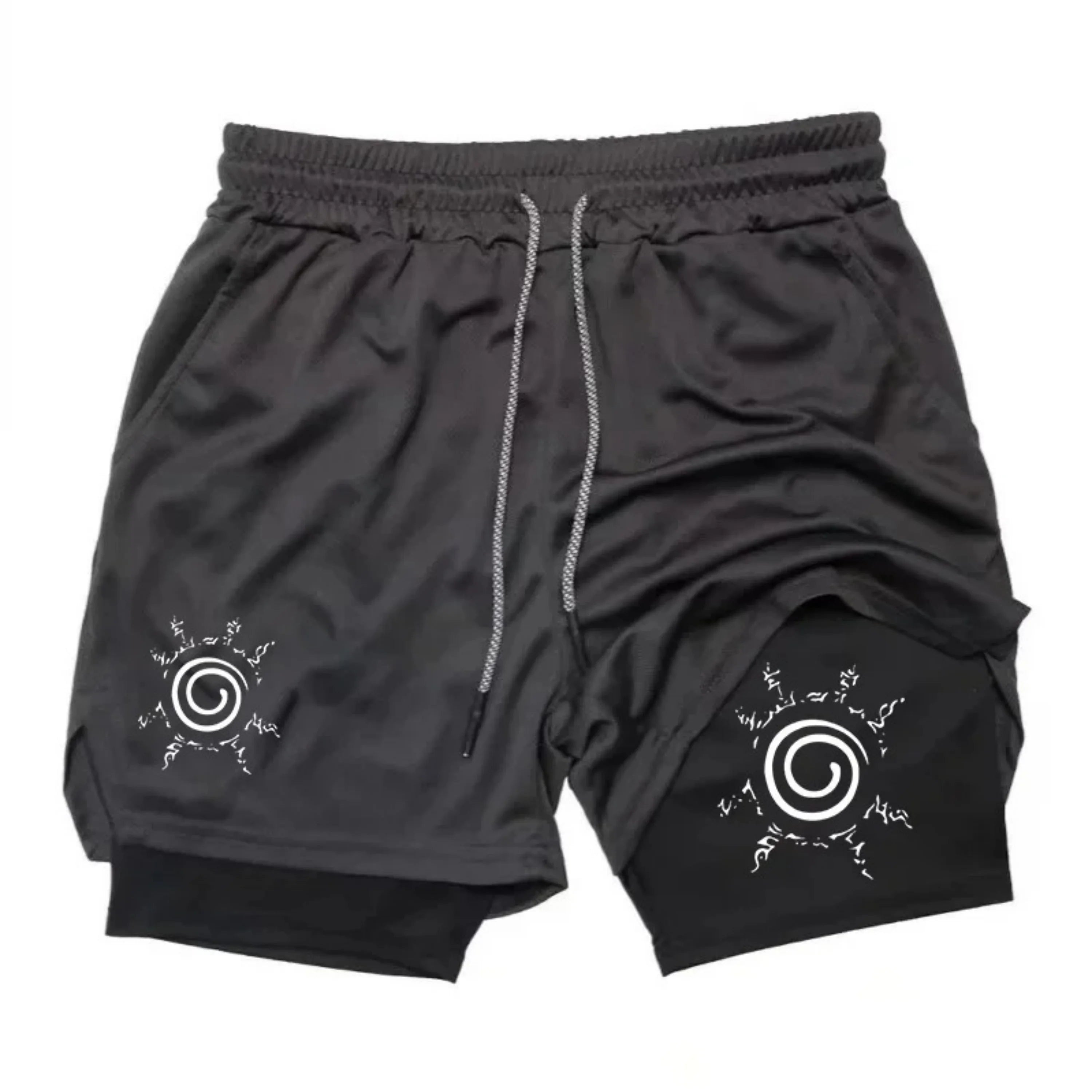 "Naruto" anime - Men's gym sports shorts - Quick dry-clean sports pants for running - Dual-purpose shorts for fitness training a