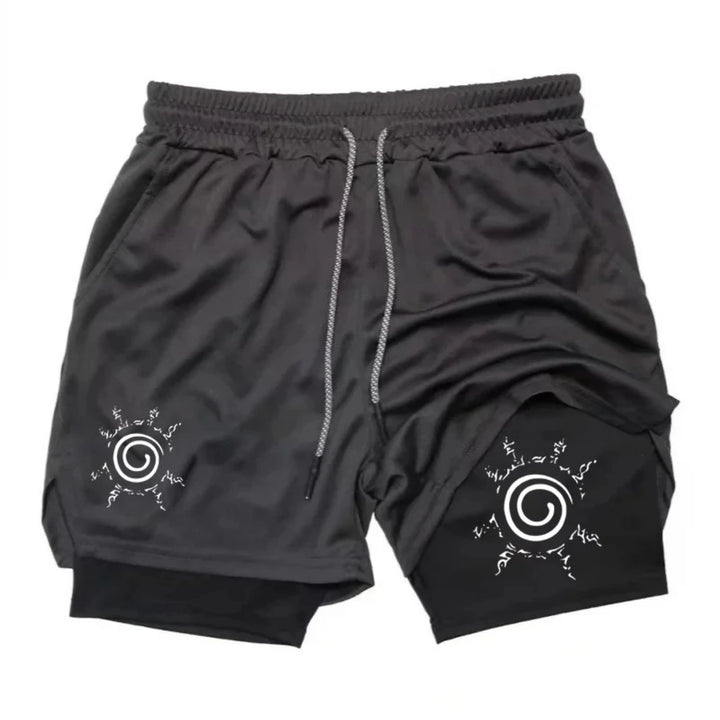 "Naruto" anime - Men's gym sports shorts - Quick dry-clean sports pants for running - Dual-purpose shorts for fitness training a