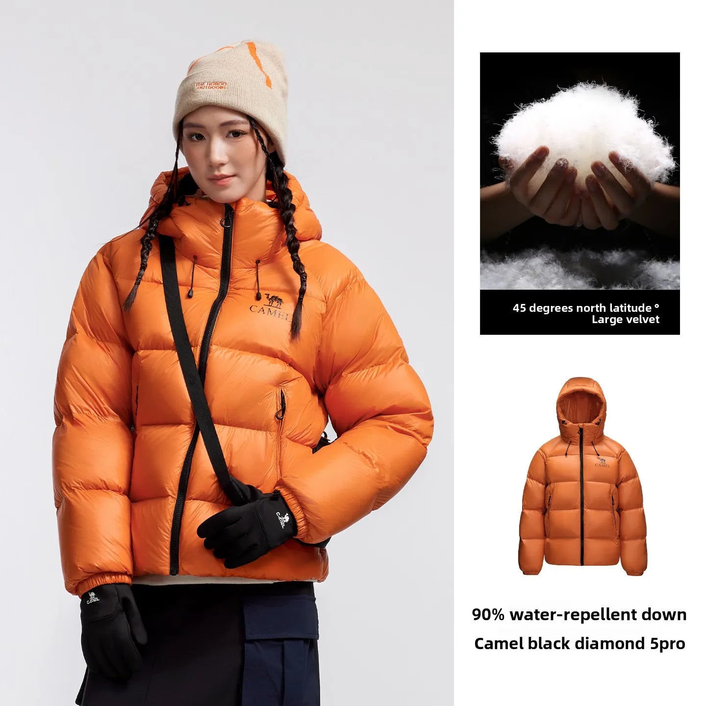 GOLDEN CAMEL Black Diamond 5PRO Down Jackets Women Men Thickened Windproof Coats Water-Repellent Fleece Hooded Puffer Jacket