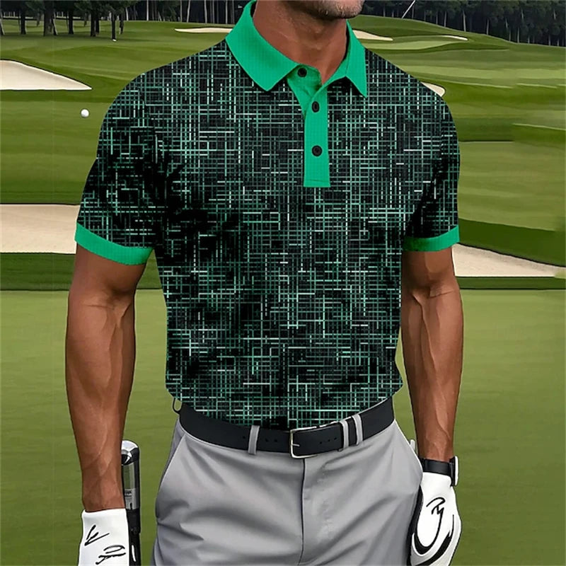 New Men'S Polo Shirts 3d Stripe Printed Men'S Clothing Summer Casual Short Sleeved Golf Shirt Street Men Designer Tops Tees