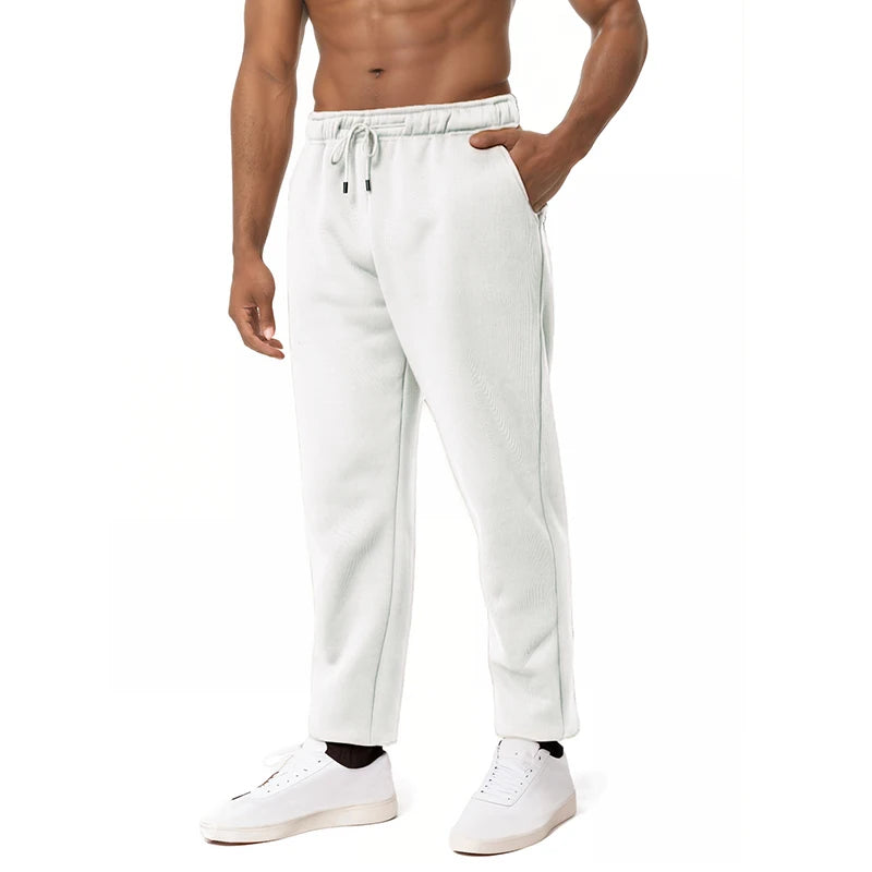 Mens Casual Pants Autumn Winter Fleece Sweatpants Men Running Jogger Sports Gym Trousers Fashion Solid Color Workout Long Pants