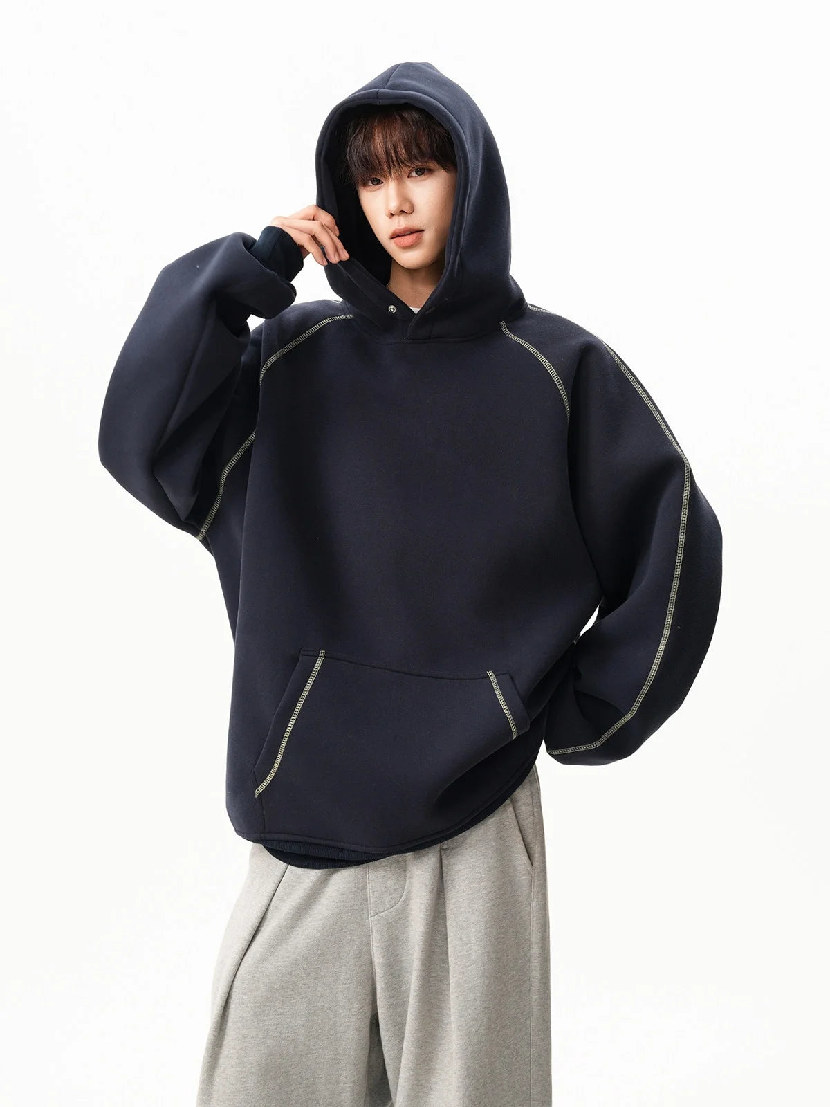 Mens With Hat Hoodies One Piece Cold Weather Lambswool Thermal Layer Thickened Fleece Interior Warm Protection Practical Fashion - ATFH