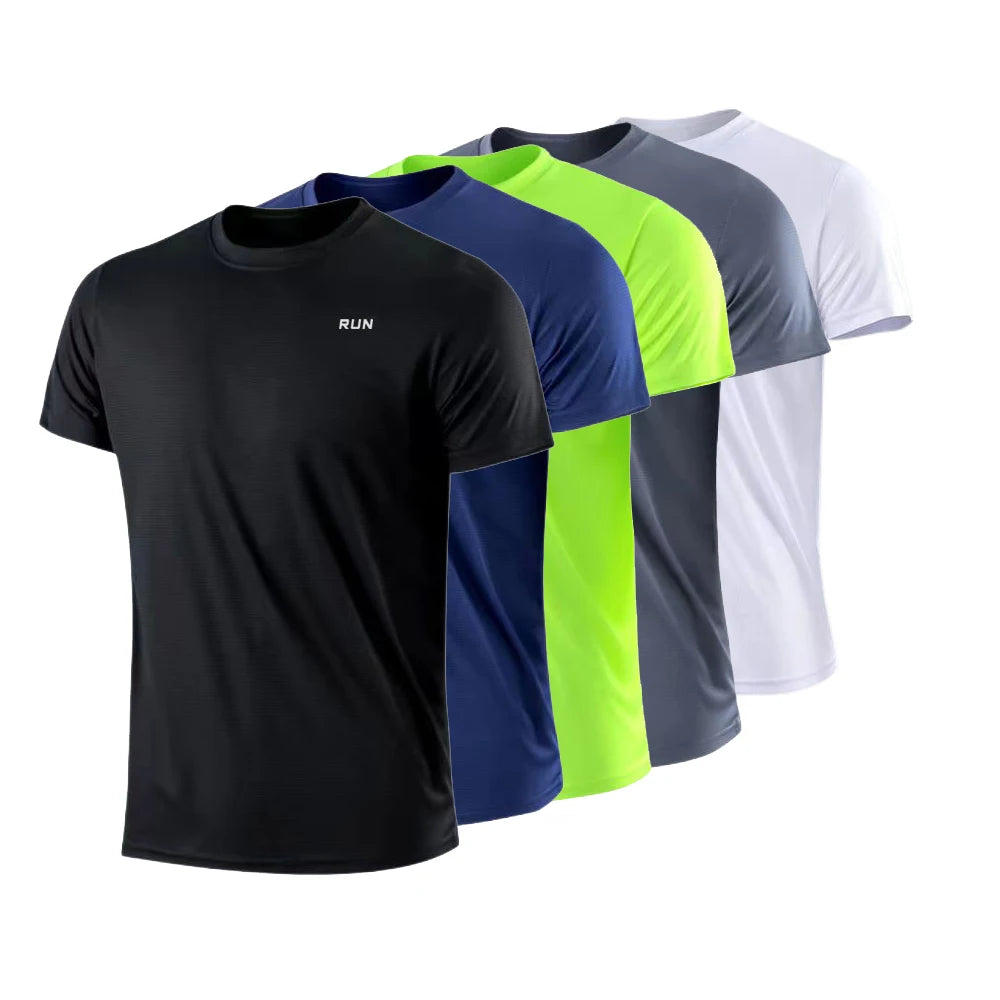 Men Bodybuilding Top Short Sleeve Gym Fitness t-Shirts Man Summer Quick Dry Football Running Shirt Sport Training Jersey Gymwear