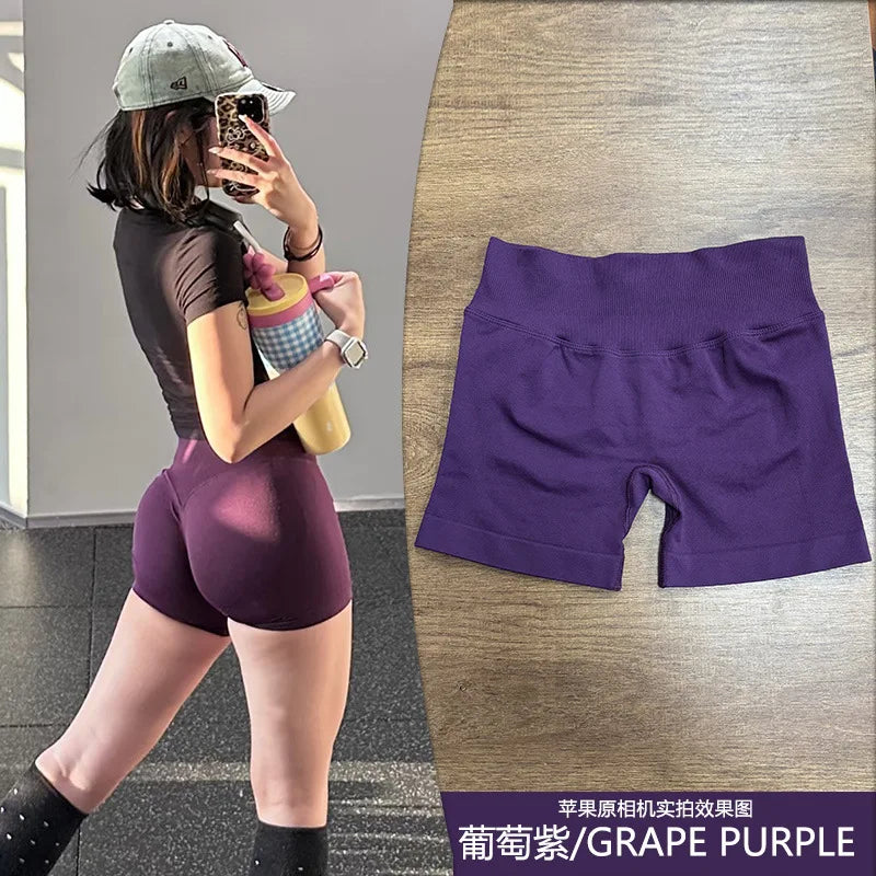 Women's Low-Rise Yoga Pants Three-quarter Length Shorts Tummy Control Workout Leggings Gym Fitness Running Seamless Tights