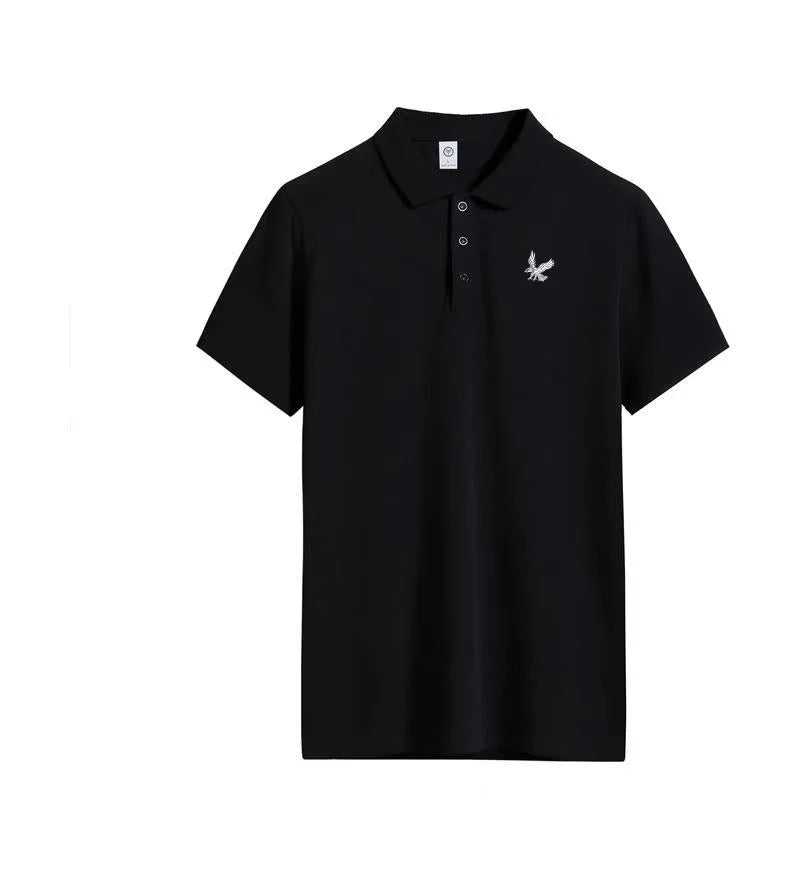 Men's fashionable high-end collar short sleeved T-shirt breathable polo shirt summer business trend T-shirt top