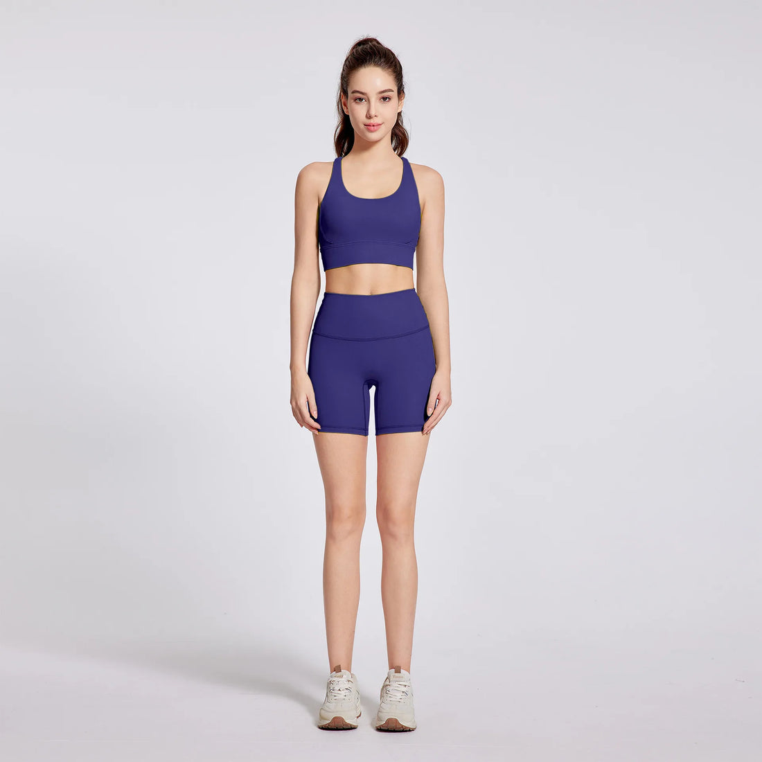 2 Pieces Yoga Set Gym Sports Shorts Set Women Cross Back Bra Top High Waist Shorts Fitness Suit Running Workout Tracksuit - ATFH