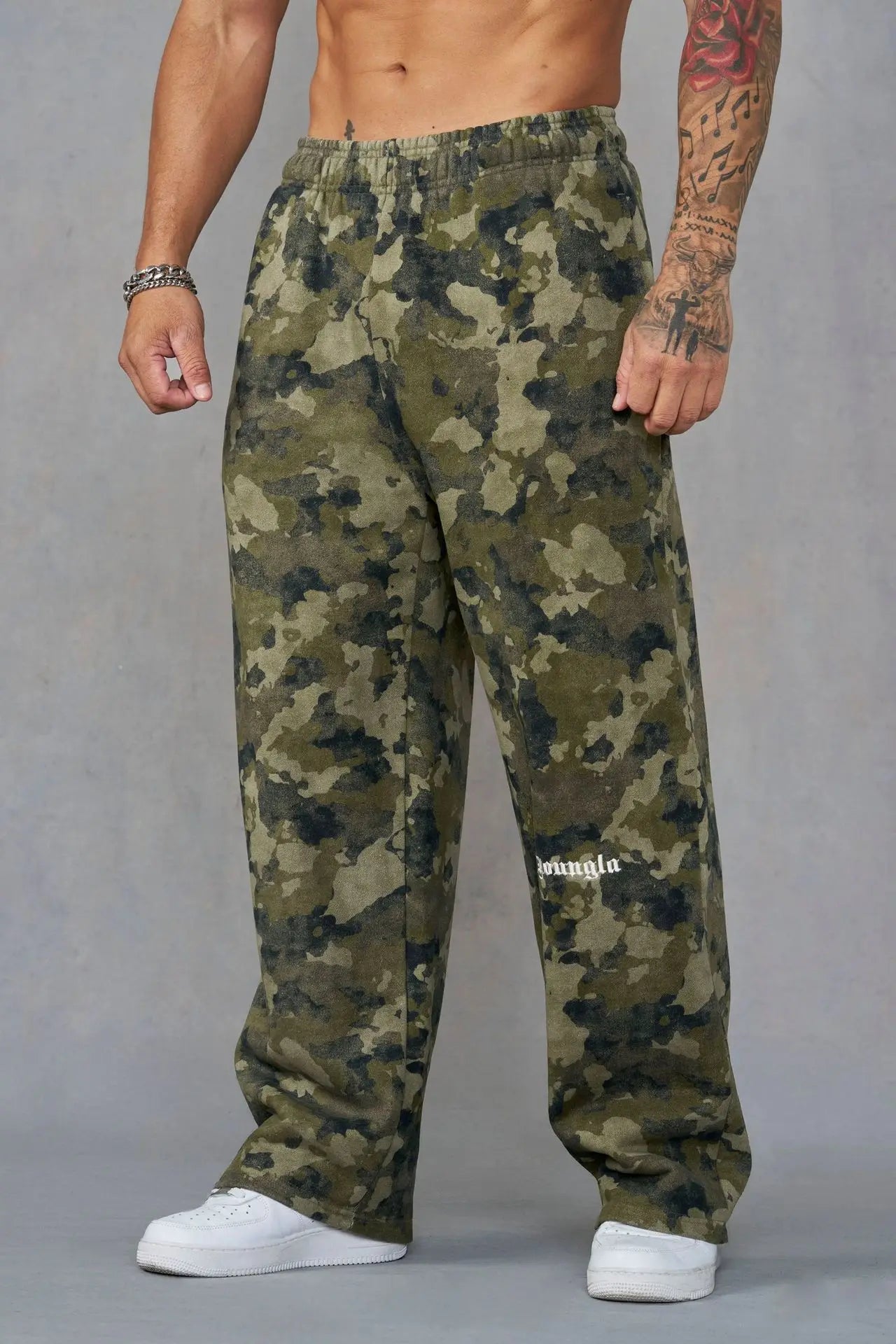 American style new men's sports pants, jogging, muscle fitness, letter embroidery, straight casual long pants
