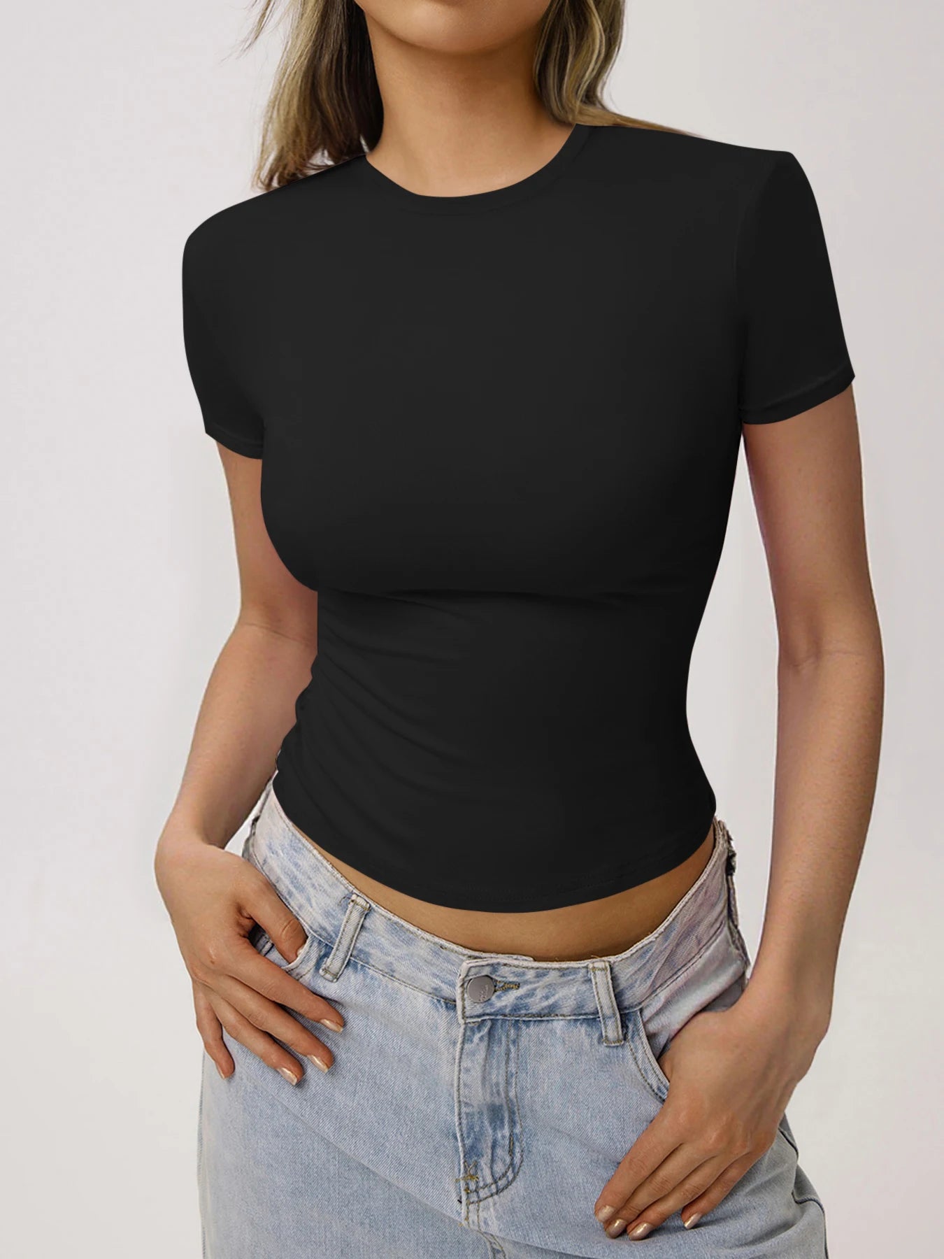 Women's Slim Fit Casual T-Shirt Black - ATFH