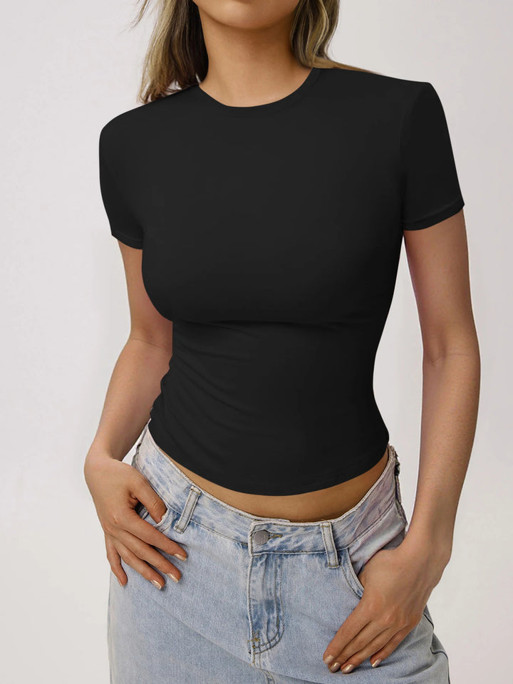 Women's Slim Fit Casual T-Shirt Black - ATFH