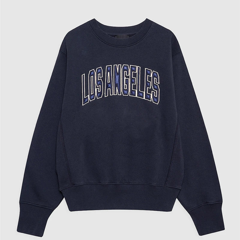 New North America Style Womens Pullovers Los Angeles Letter Embroidery Hoodies Sweatshirt Crewneck Soft Female Clothes - ATFH