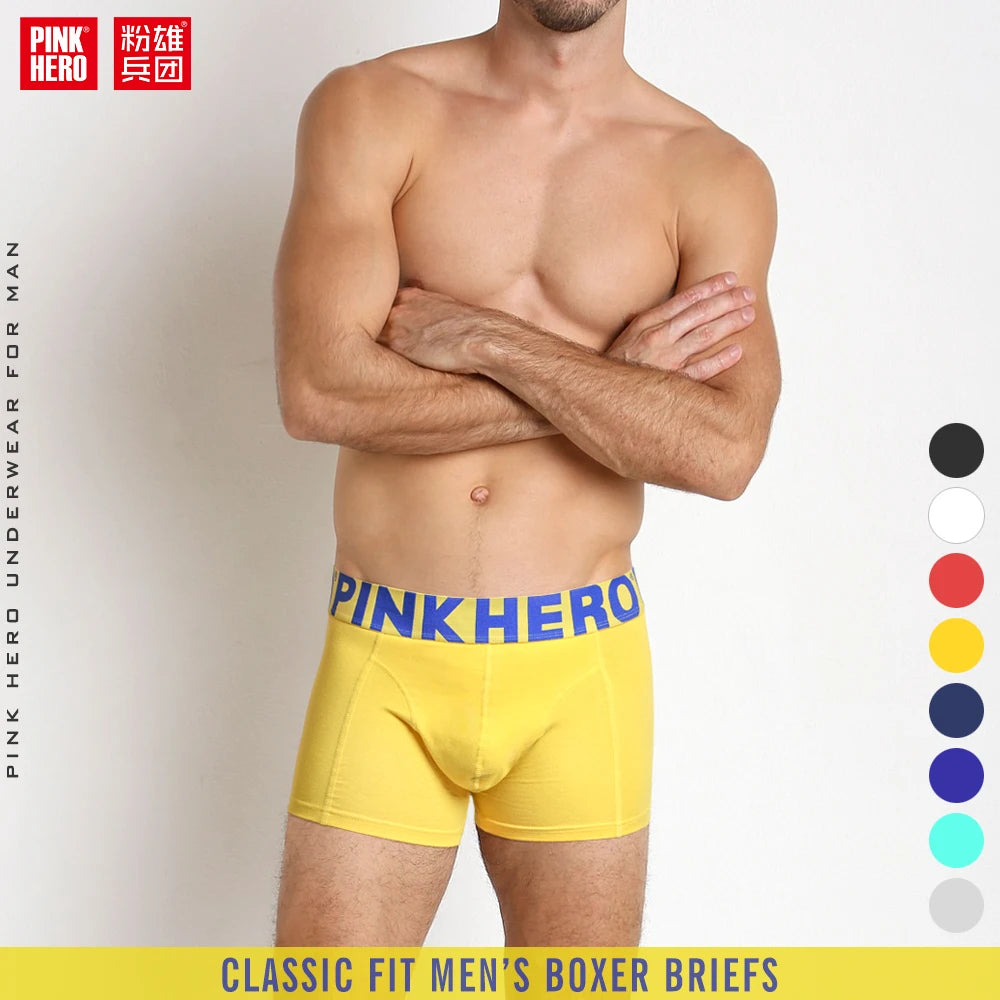4 PCS PINKHERO Fashion Underpants For Men,Stylish  Comfy And Soft  Slip Homme，Cotton Underwear Boxer Briefs,Calzoncillos Hombre
