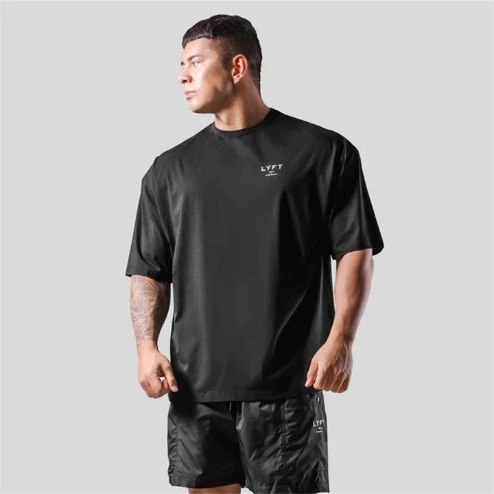 LYFT JP&UK Brand Men T-shirt Casual Gym Short Sleeve 100% Cotton Fitness T Shirt Bodybuilding Workout Print Tees Tops Clothing ATFH