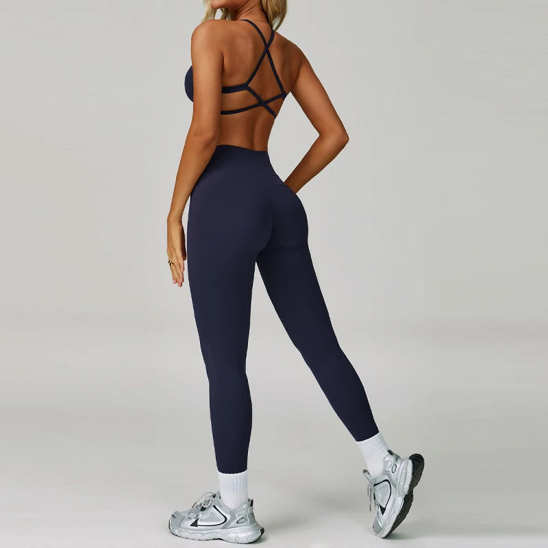 Hearuisavy Women's Running Comfort 2Pcs Sports Pants Set High Waist Push Up Workour Sportswear Casual Cycling Jogging Yoga Bras - ATFH