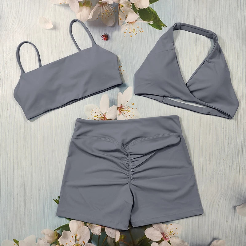Summer Yoga Set Short 2 Piece Fitness Suit Sport Workout Outfit Women's Tracksuit Scrunch Gym Clothes Female Exercise Sportswear - ATFH