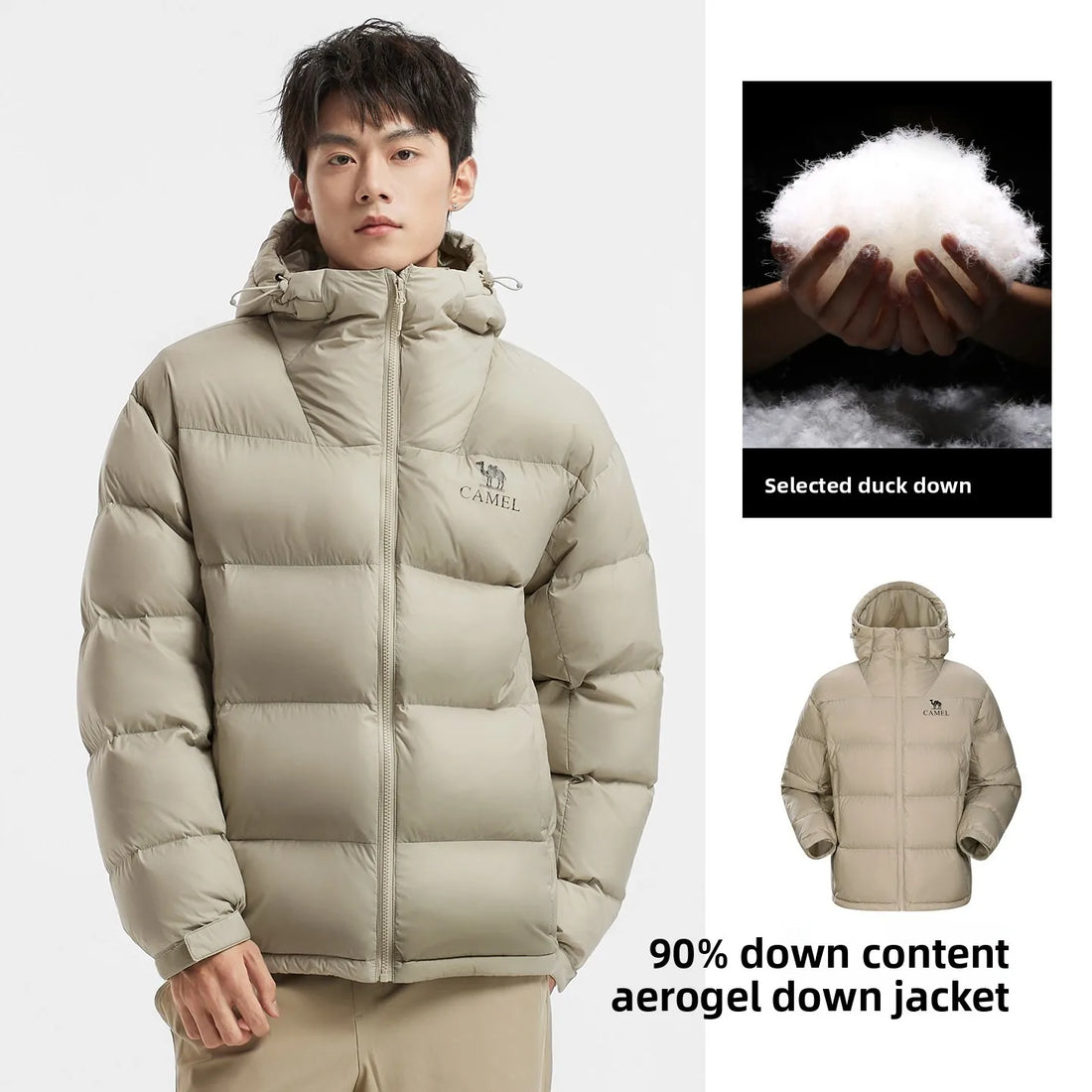Golden Camel Winter Men Down Hooded Jacket Outdoor Ultra Light 85% White Duck Down Jacket Windproof Waterproof Camping Down Coat