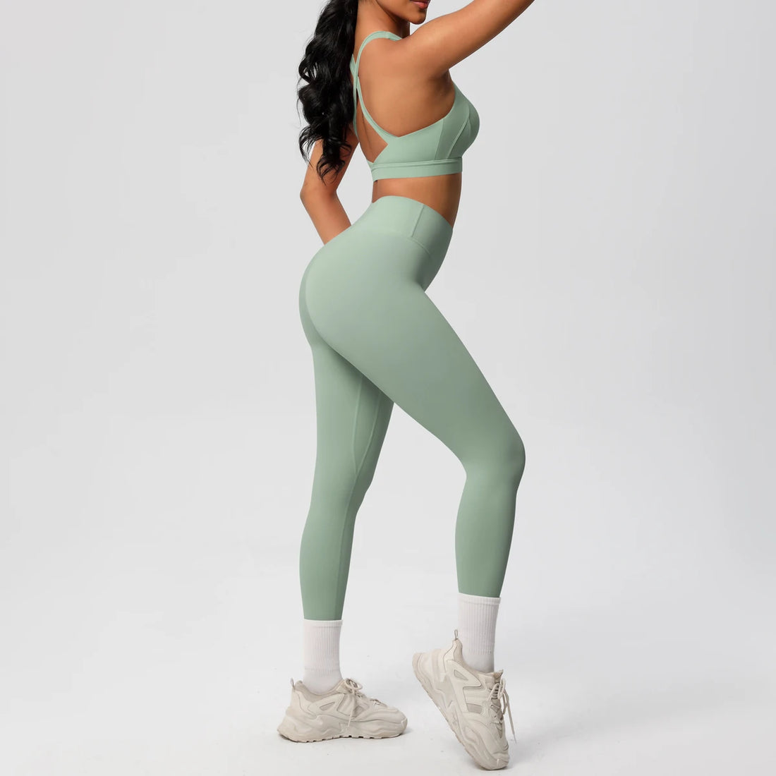 Women 2pcs Patchwork Sport Yoga Suit Training Sleeveless Sport Gym Tops  Tummy Control Slimming Booty Leggings Yoga Suit Sports - ATFH