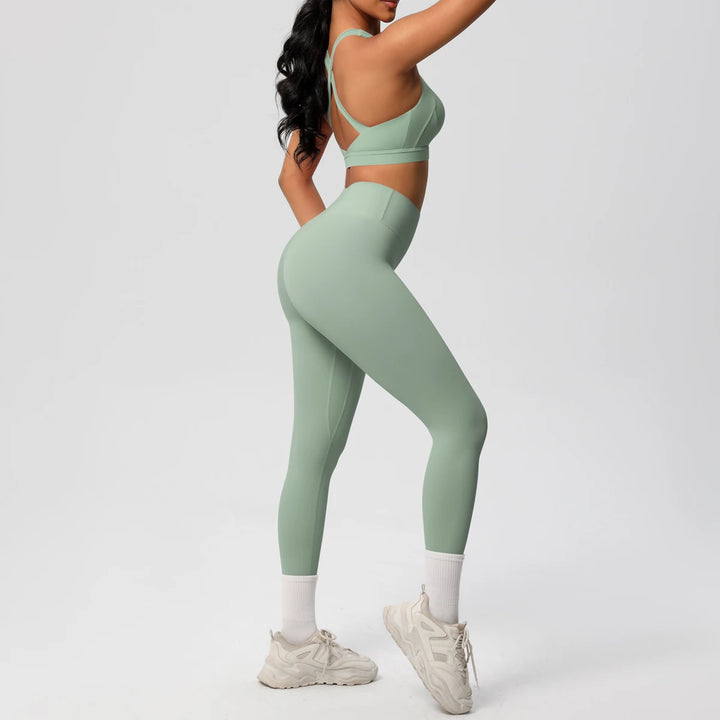 Women 2pcs Patchwork Sport Yoga Suit Training Sleeveless Sport Gym Tops  Tummy Control Slimming Booty Leggings Yoga Suit Sports - ATFH