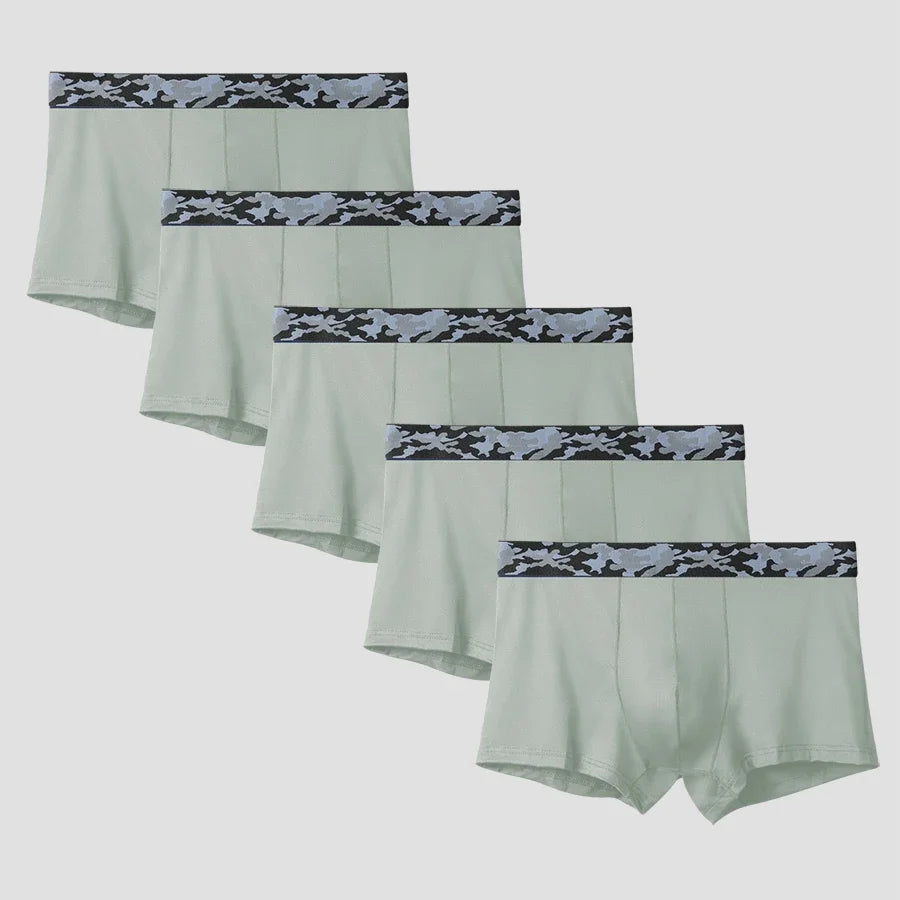 5PCS The men's underwear brand Ice Silk ultra-thin breathable, individual, sexy and trendy four-corner shorts for young people