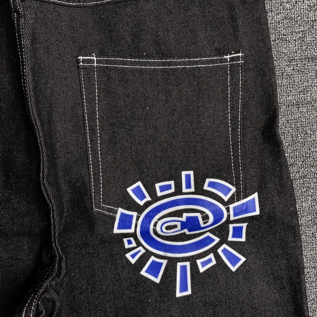 New Always Jeans High quality Printed Embroidery Straight Jeans Black Pants Men Jeans Printing Trend Street Wear AlwaysJeans Men ATFH