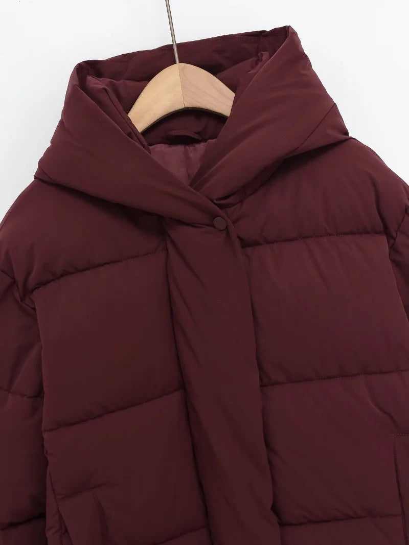 ETJ 2025 women's winter new short hooded waterproof and windproof thick jacket fashion quilted warm jacket ATFH