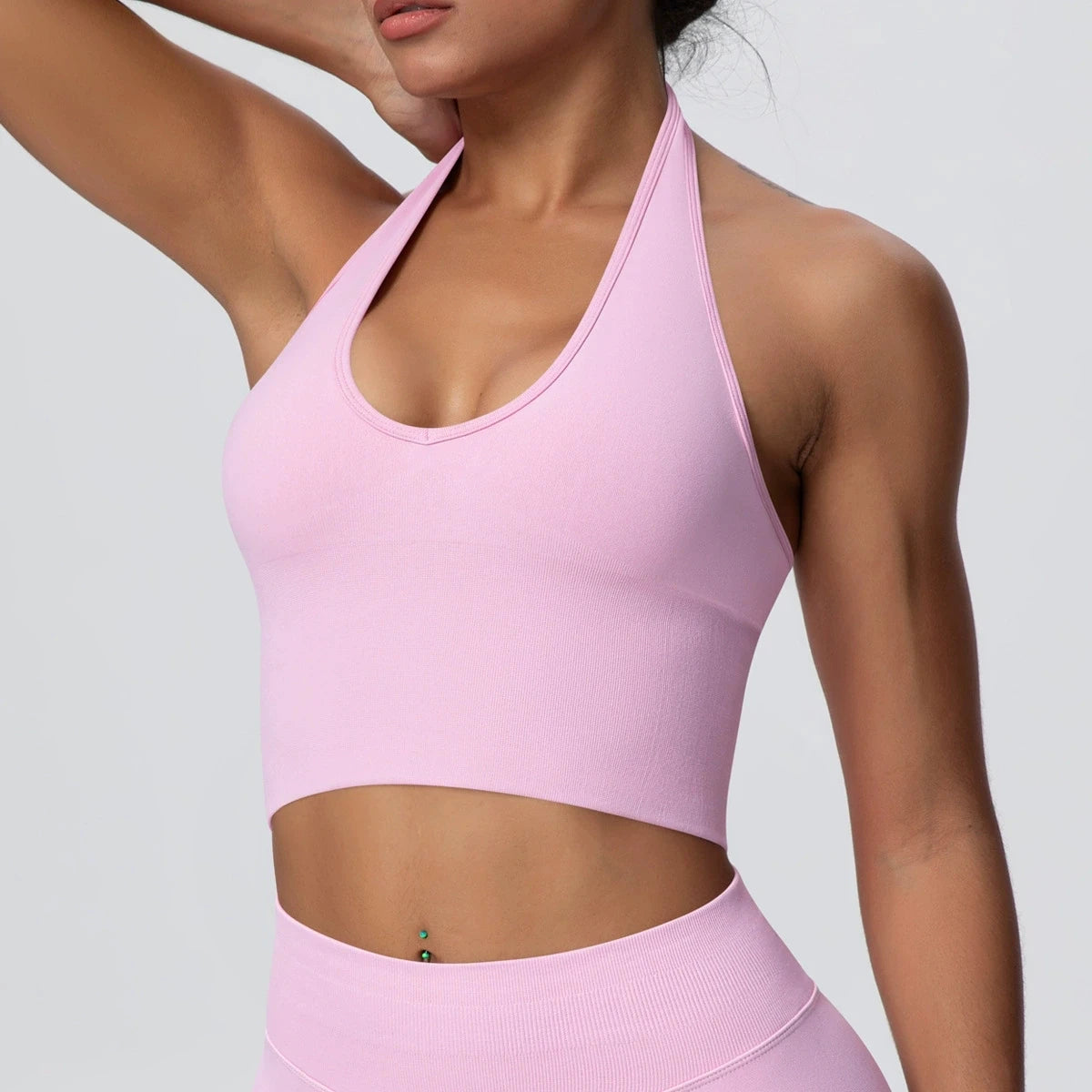 Seamless Sports Bra Gym Top Women Fitness Halter Yoga Bras Gym Crop Top Shockproof Breathable Running Workout Sports Underwear - ATFH