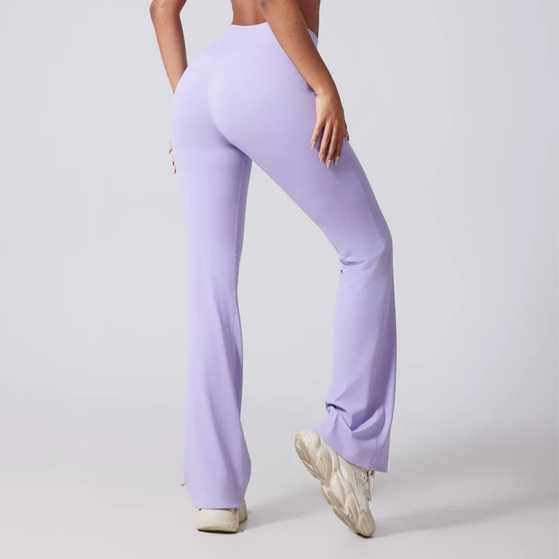 DIAS FIT JOY Women's Hip lifting flared pants high waisted yoga fitness pants sports micro flared yoga pants wide leg pants ATFH