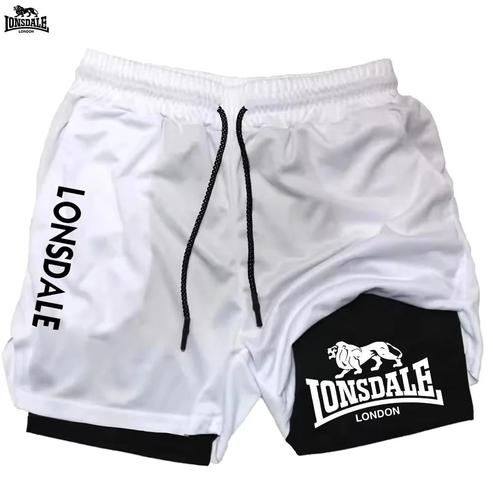 LONSDALE Men's Double Layer Two-in-One Sport Shorts Quick-Drying Breathable Casual Summer Running Clothing Short