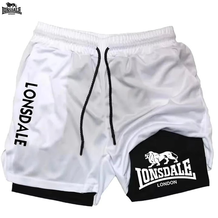LONSDALE Men's Double Layer Two-in-One Sport Shorts Quick-Drying Breathable Casual Summer Running Clothing Short