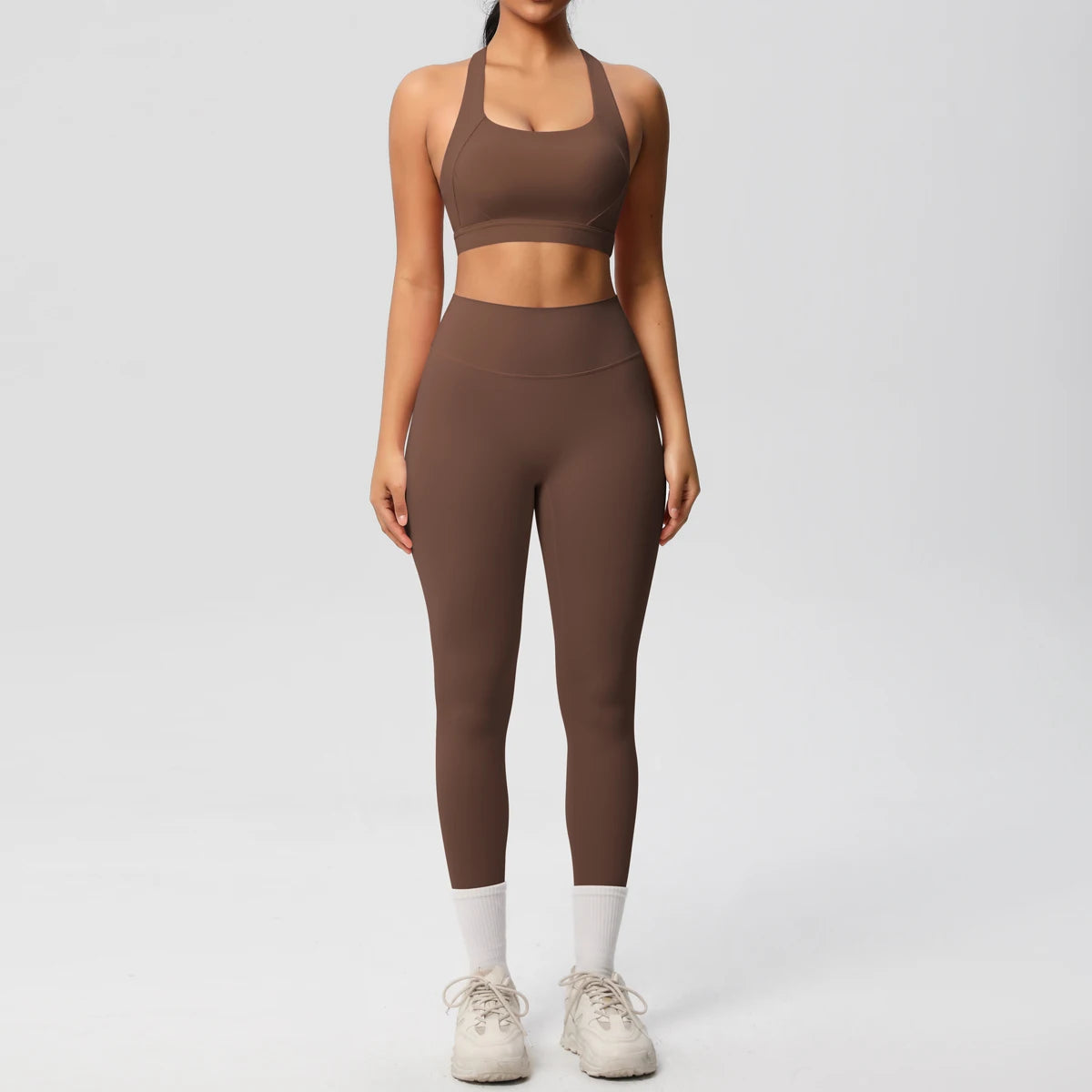 Women 2pcs Patchwork Sport Yoga Suit Training Sleeveless Sport Gym Tops  Tummy Control Slimming Booty Leggings Yoga Suit Sports - ATFH