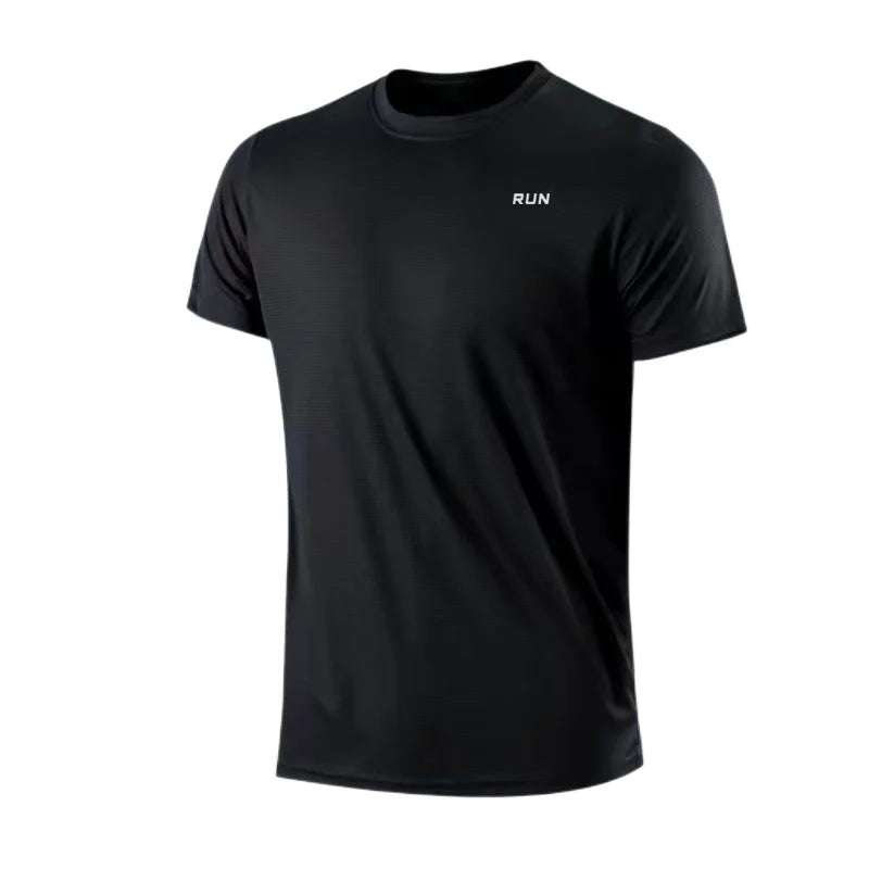 Men's Quick Dry Short Sleeve Gym Running Moisture Wicking Round Neck T-Shirt Training Exercise Gym Sport Shirt Tops Lightweight - ATFH