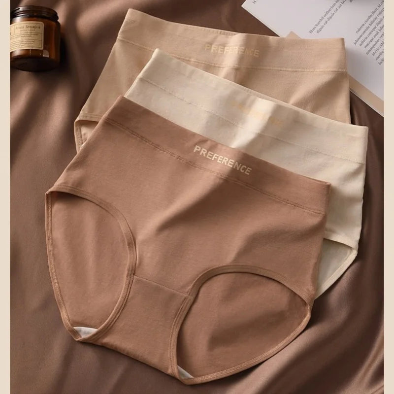 4Pcs/Set Women High-Waist Briefs Tummy Control Panties Soft & Breathable Cotton Underwear Plus Size Comfort Lingerie M-XXL
