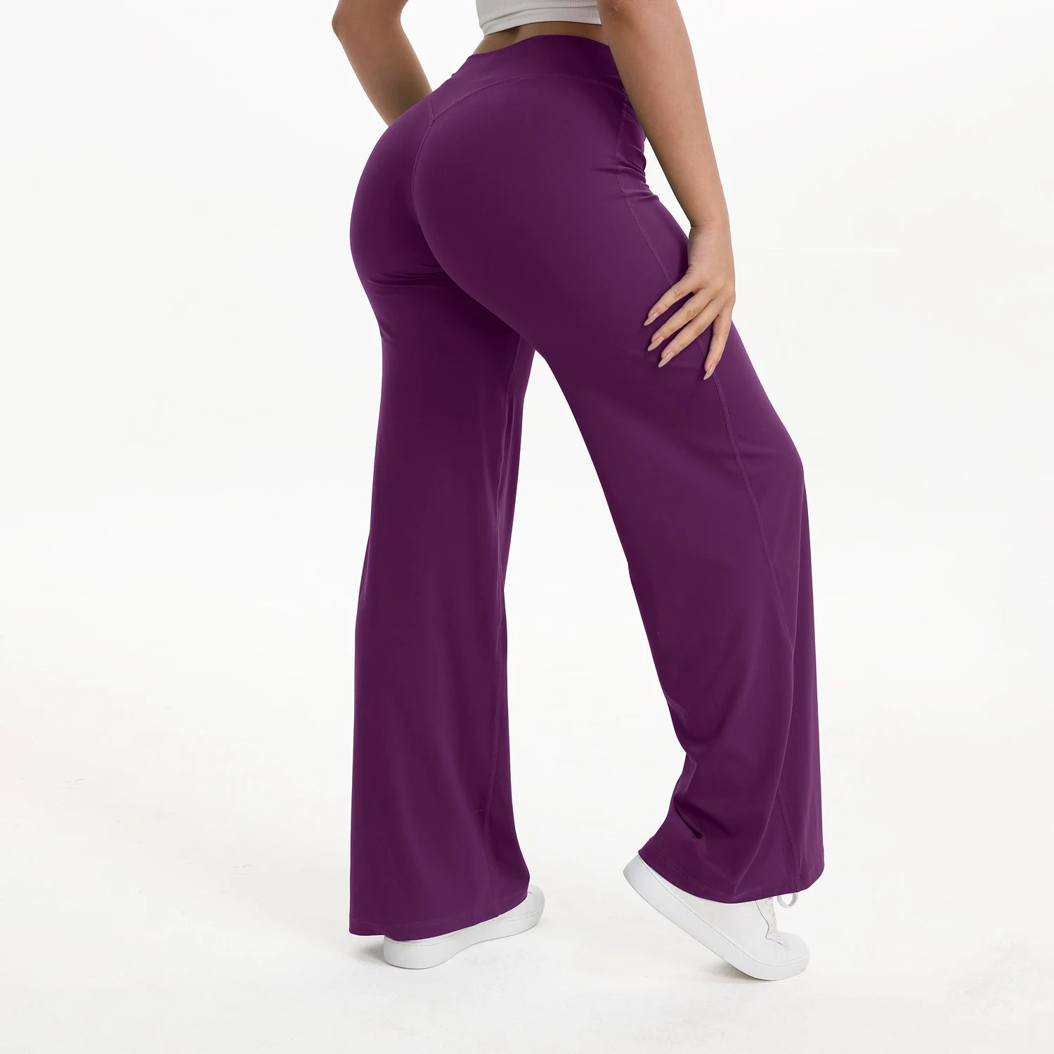 SoftMotion Straight Leg Bottoms Women's Mid-Waist Yoga Pants GYM Leggings Naked Feel Pilates Running Sports Trousers ATFH