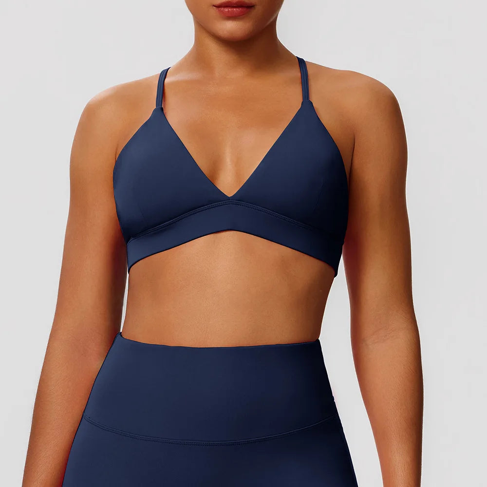 Woman Exercise sports bra back vest shockproof yoga bra quick-drying fitness top sexy cross-back beauty bra for ladies Bras - ATFH