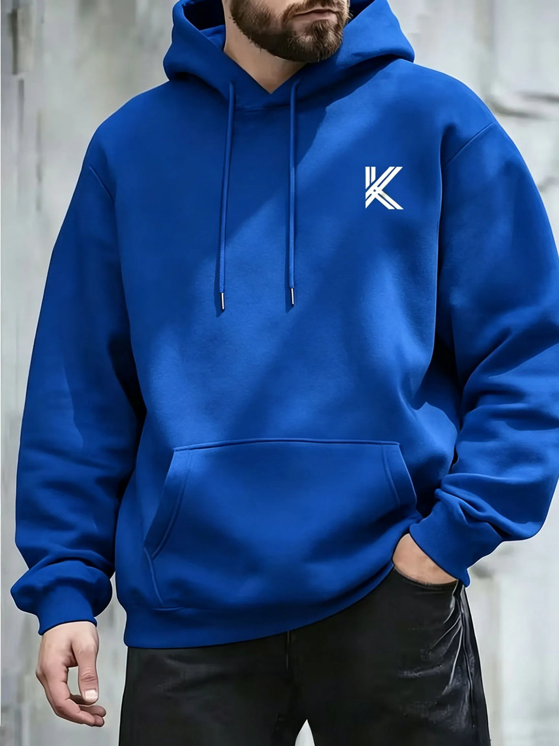Autumn Winter Men Women Loose Hooded Sweatshirt Simple K Letter Chest Print Long Sleeve Pocket Hoodie Daily Streetwear Pullover