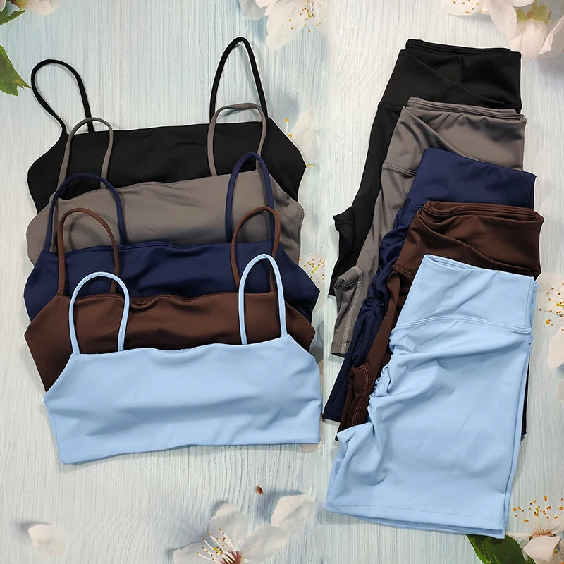 Summer Yoga Set Short 2 Piece Fitness Suit Sport Workout Outfit Women's Tracksuit Scrunch Gym Clothes Female Exercise Sportswear - ATFH