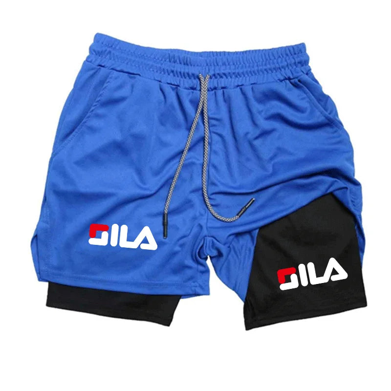 Men's hot selling 2-in-1 double-layer shorts, quick drying gym running training compression sports breathable shorts