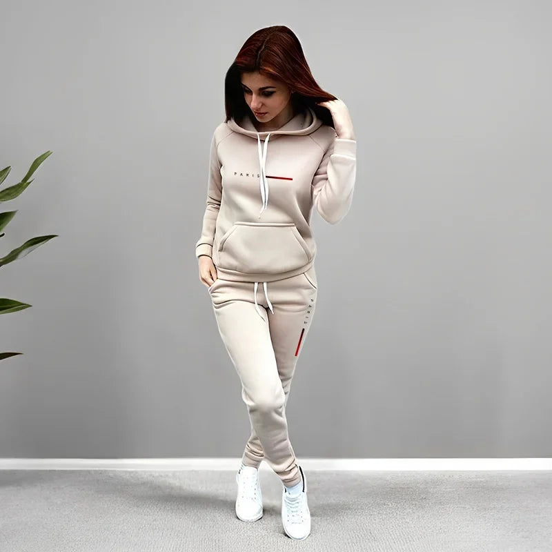 Women Tracksuit Autumn Winter Printing Hooded Suit Quality Ladies Daily Jogging Sport Woman Two piece Set Outfits Fashion Casual