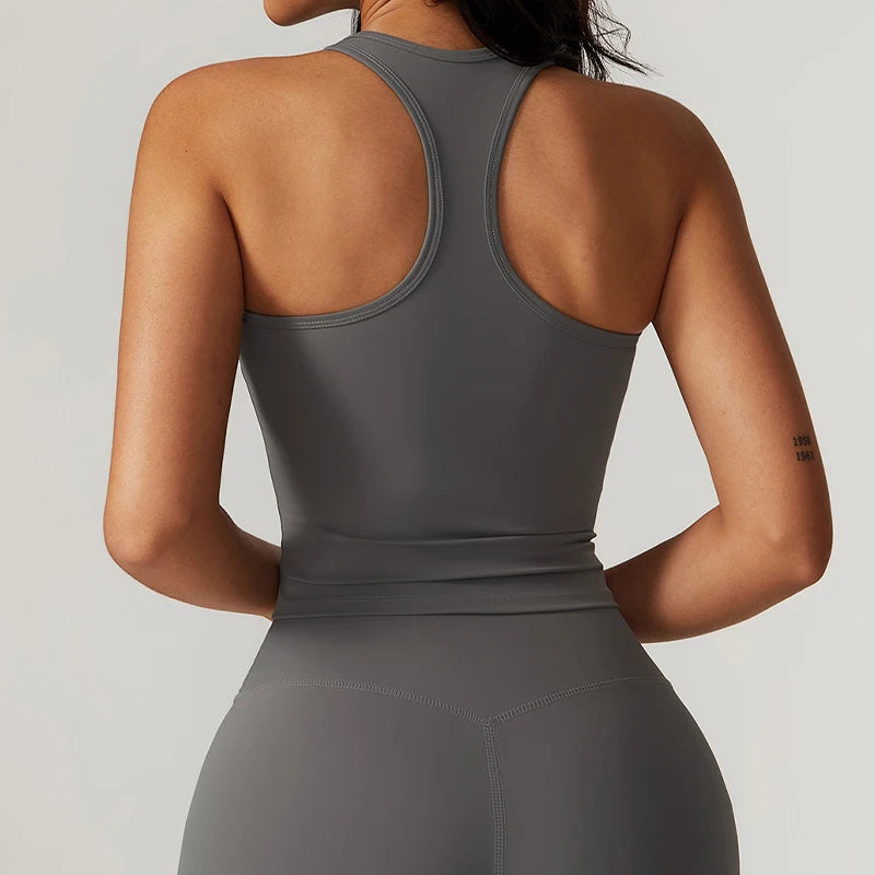 Hearuisavy Summer Shockproof Yoga Vest Running Gym Tank Top Women Fitness Quick-Dry Workout Vest Female Sports Sleeveless Top - ATFH