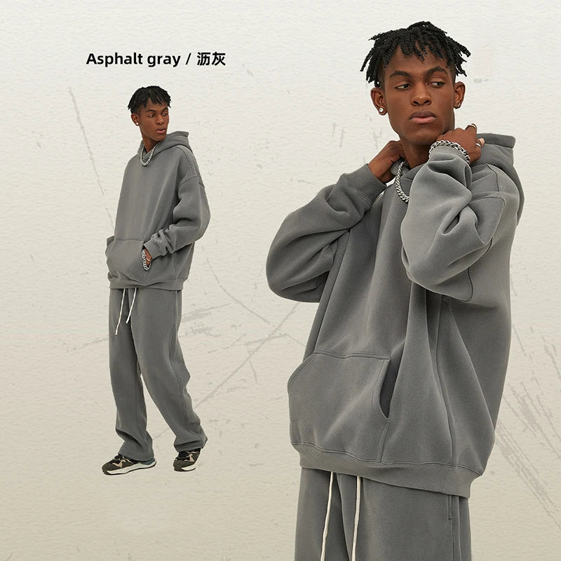 IEFB New Loose Fleece Trendy Hoodies Men Oversize Thickened Hooded Stylish Men's Sweatshirt 2026 Autumn Winter Pullover 9X1304 - ATFH