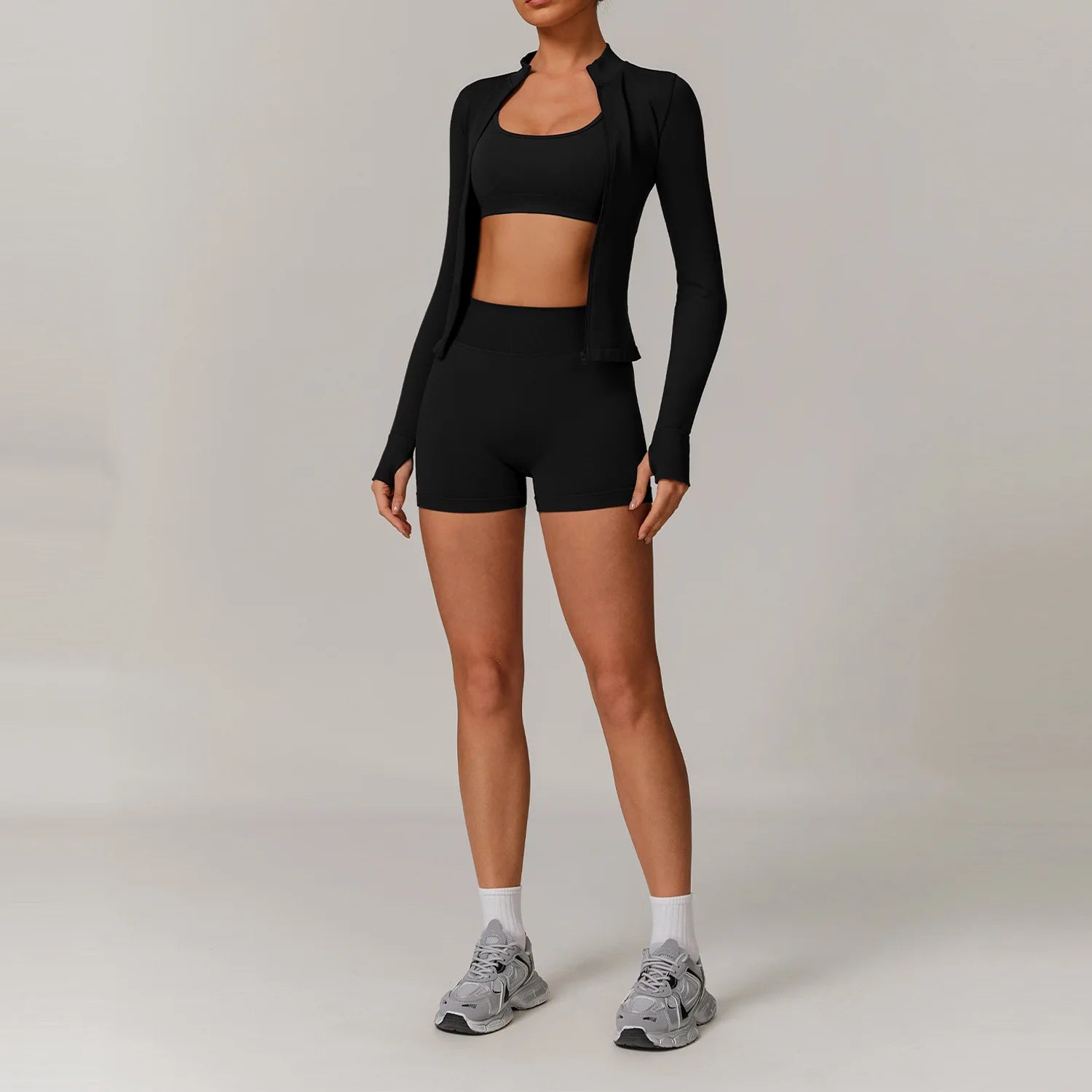 Yoga Set 2/3PCS Gym Clothes Sportswear Yoga Suits For Women Long Sleeve Crop Top Fitness Set Tracksuits Sports Bra Gym Leggings - ATFH