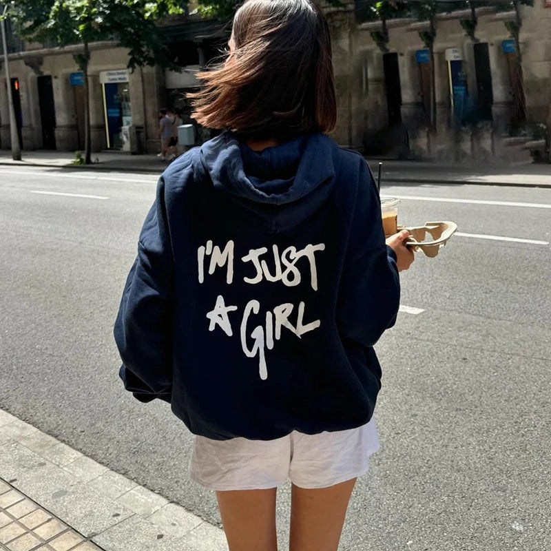 Y2K Retro Loose Hoodies Vintage Pattern Drawstring Hooded Women Casual Long Sleeve Sweatshirts Pullovers Fall Winter Streetwear - ATFH