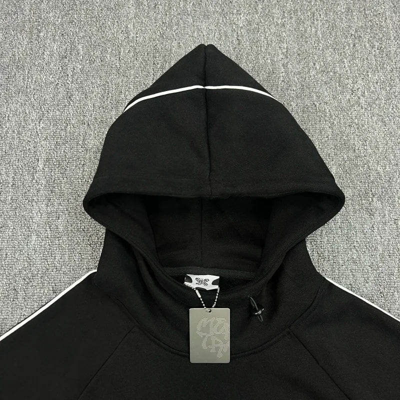 Mertra Patchwork Batwing Sleeve Embroidered Fleece-Lined Hoodie High-Street Relaxed-Fit Winter Jacket for Men and Women - ATFH
