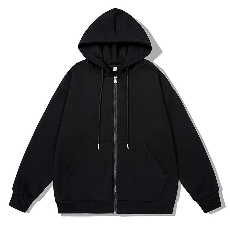 Zipper Hoodies Autumn Winter Men's New Long Sleeve Hooded Sweatshirt Fashion Casual Male Outfit Sportwear Loose Fit Clothes - ATFH