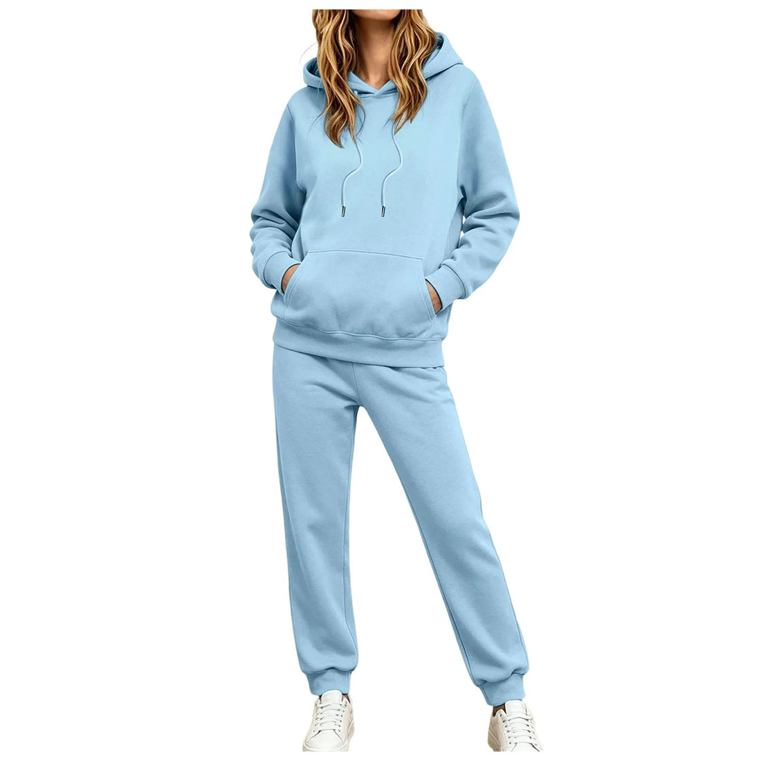 Autumn Winter Women Casual Hooded Tracksuit Long Sleeve Sweatshirt Matching Elastic Cuff Jogger Pants Soft Sport Female Clothes