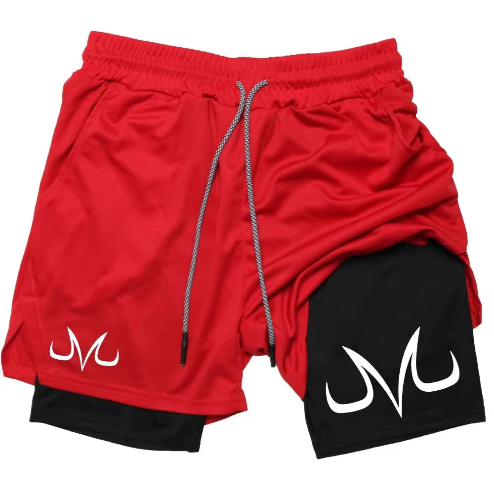 Toji Anime Printed Men's GYM Casual Sports Shorts 2-in-1 Mesh Workout Running Short Pants