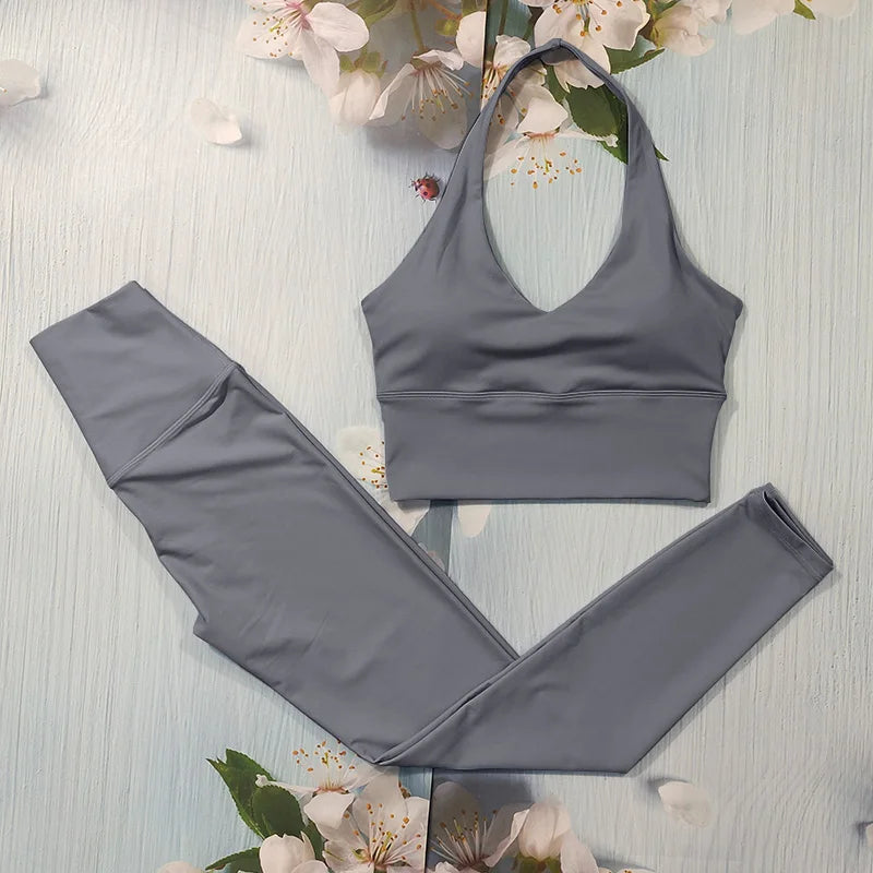 Nude Feel Fitness Suit Sports Set Women's Tracksuit Sexy Yoga Outfits Gym Sportswear Legging And Underwear Workout Clothes Woman - ATFH
