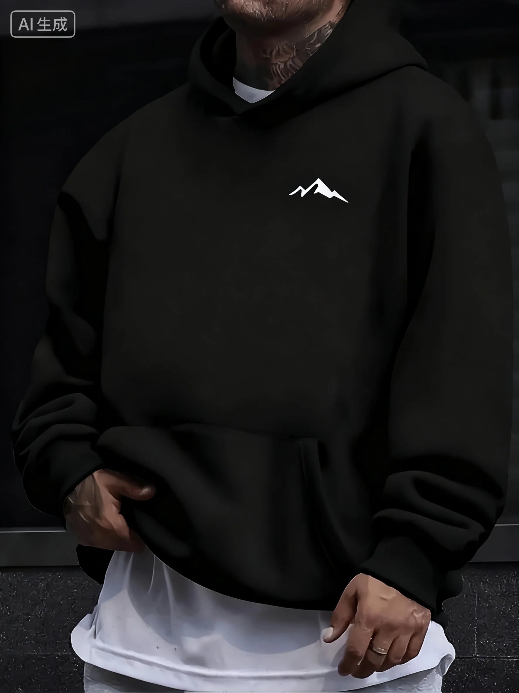 Men's Autumn And Winter Casual Fashion Loose Mountain Print Long Sleeved Hooded Sweatshirt Warm Pullover  Women Christmas Gift - ATFH